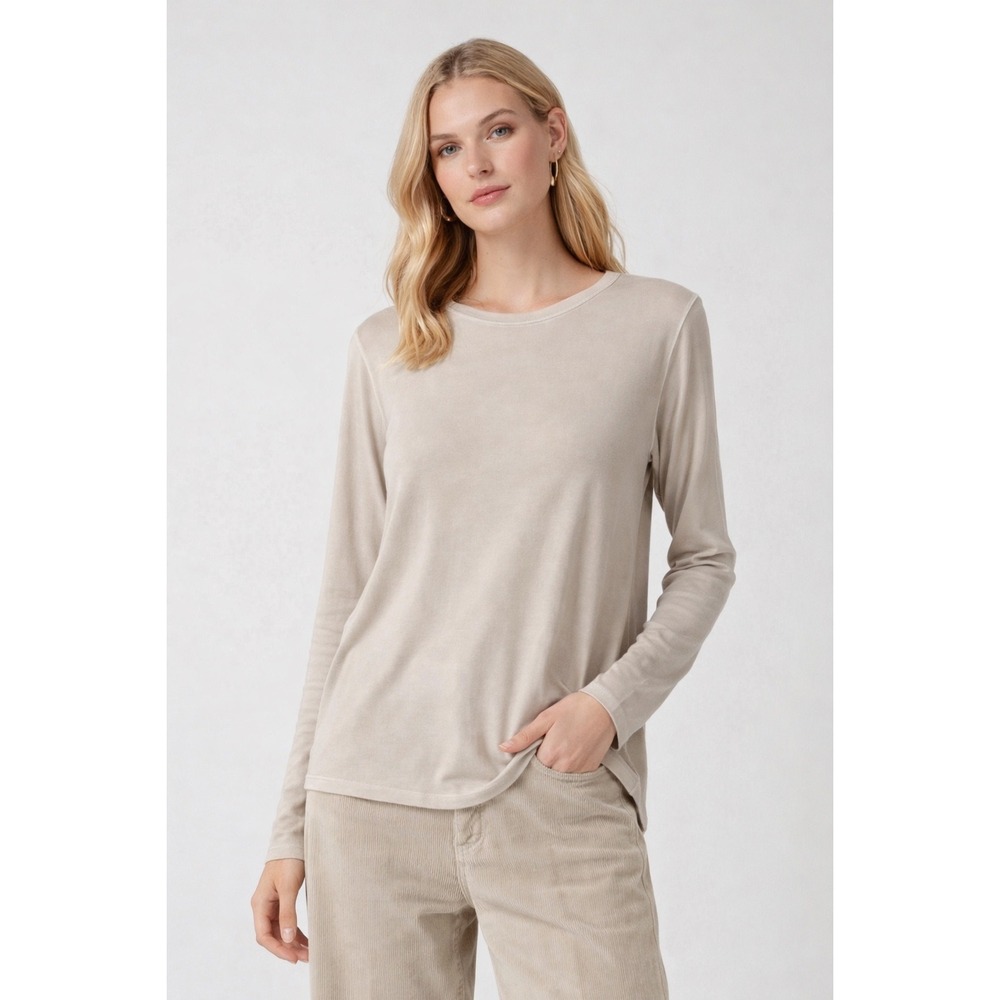 Ploumanac'h Cosmo T-Shirt Canapa Beige Long Sleeve Viscose Made in Italy Size‎ M
